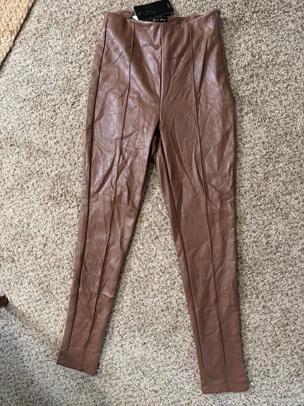 Shine star NWT Brown, vegan leather pants S 2157